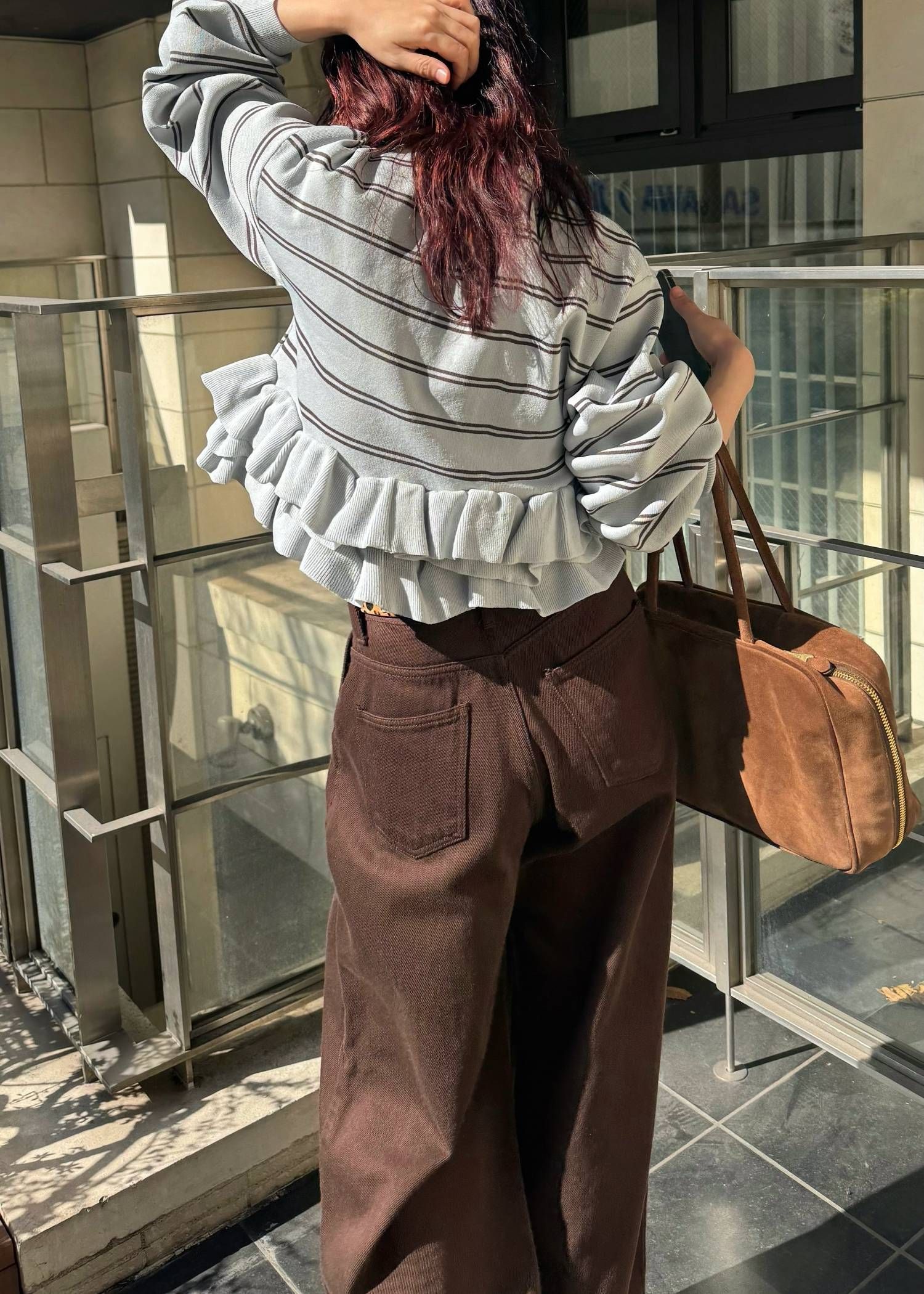 フリルニットカーディガン (スモーキーブルー) hem ruffle frill knit cardigan (SBlue) /  26SS