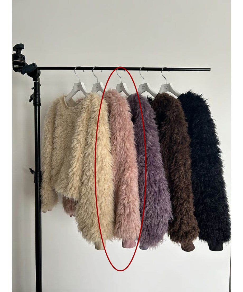 【25AW】2Way Fur×Knit Tops (ピンク) / 2ウェイファー×ニットトップス / エコファー / フェイクファー