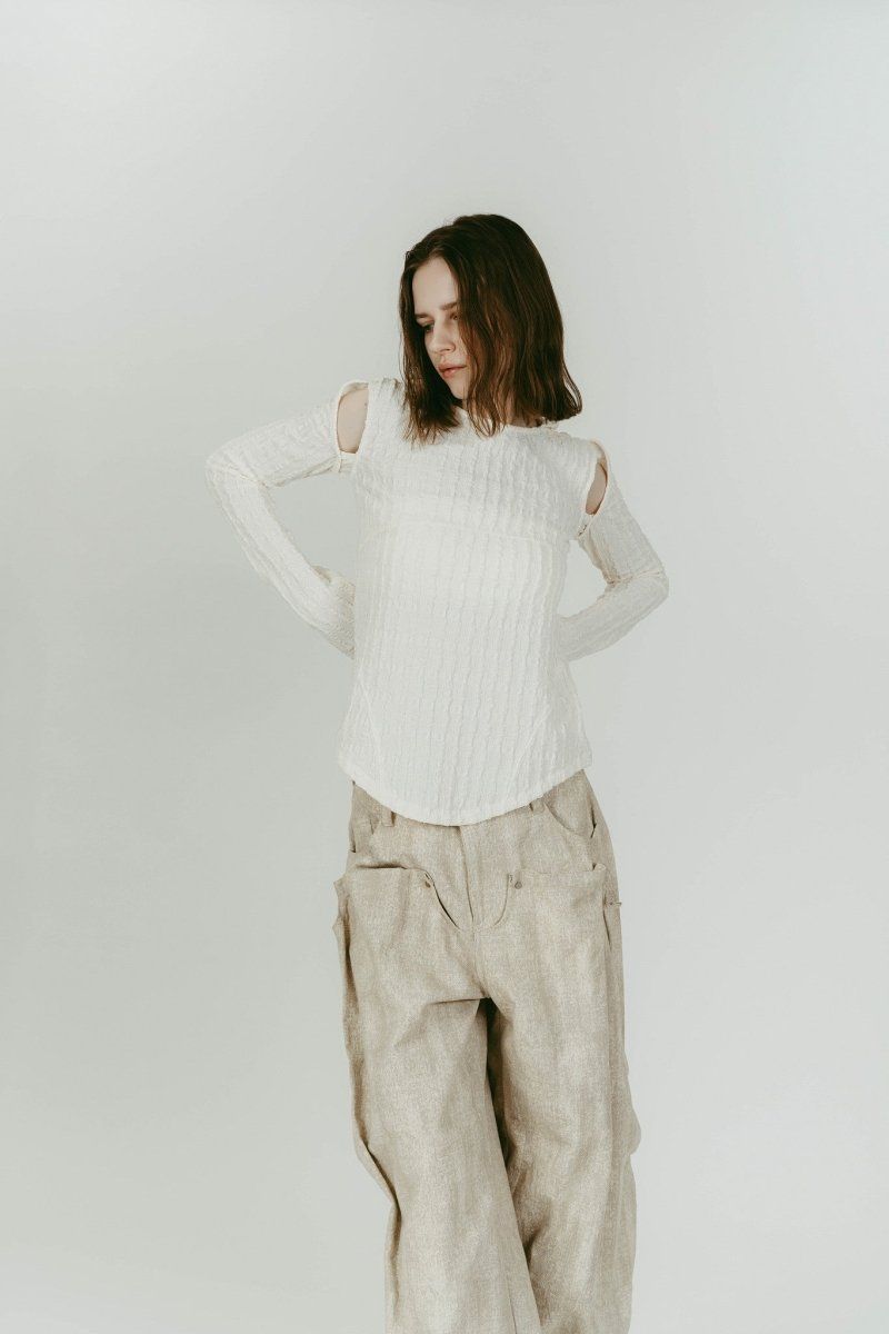 hooded jacquard top (White) / ジャガード フーディトップス (ホワイト) / 26SS