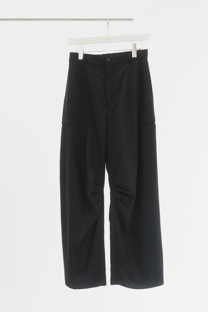 stripe unique slacks pants / ストライプ ユニークスラックスパンツ (ブラック)