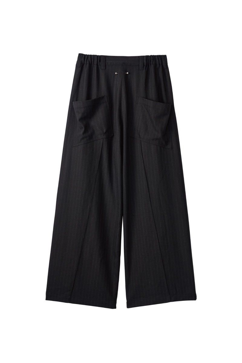pierced drape pants(unisex) / ピアス ドレープ パンツ (ストライプブラック) / 25AW
