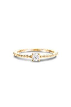 MOISSANITE GRANO RING / モアサナイト グラノ リング【ピンキー】K10/K18 (イエローゴールド)