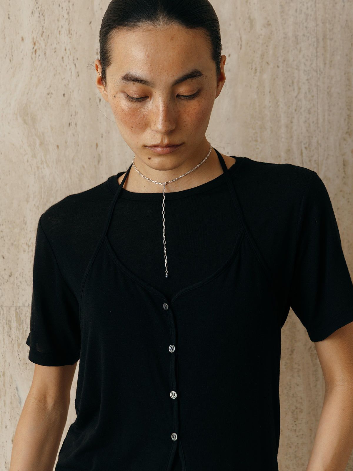 レイヤードカットトップス (ブラック) LAYERED CUT TOPS (Black) /  26SS