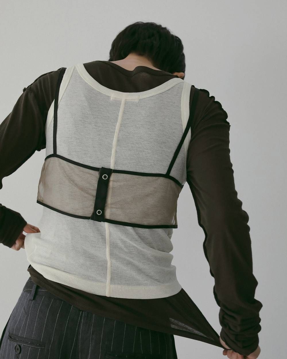 バイカラー チュールブラトップビスチェ (ベージュ) Bicolor Tulle Bratop (Beige) /  26SS