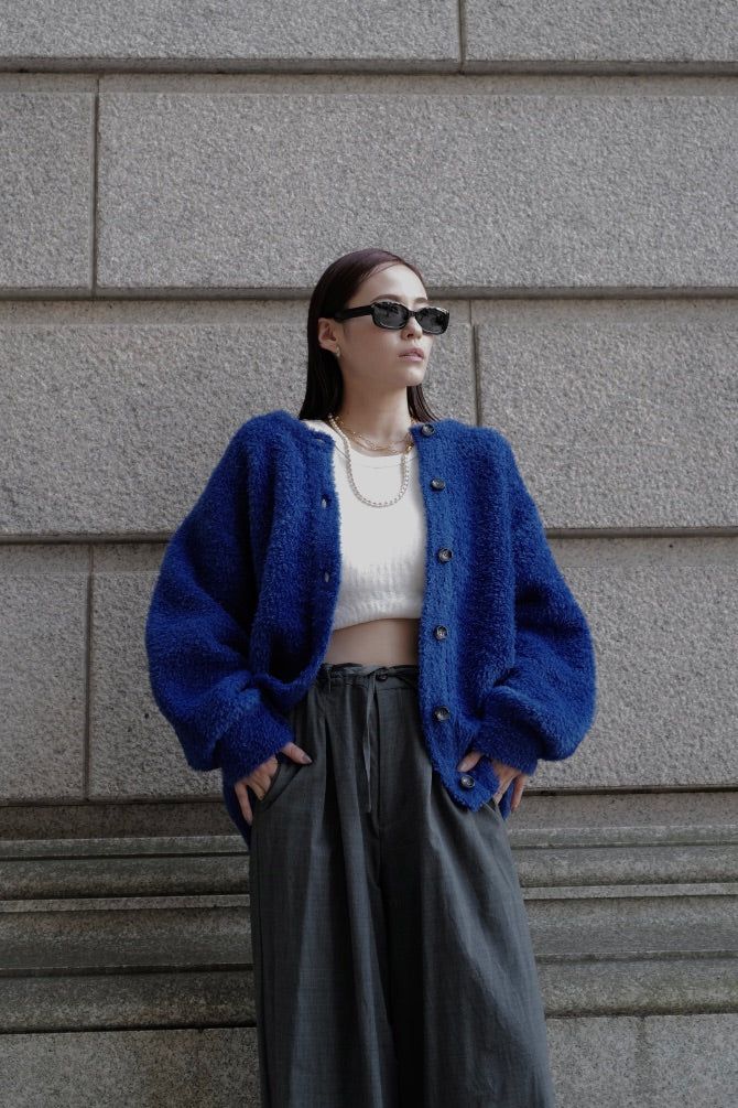 Poodle knit cardigan / プードルニット カーディガン (ブルー)