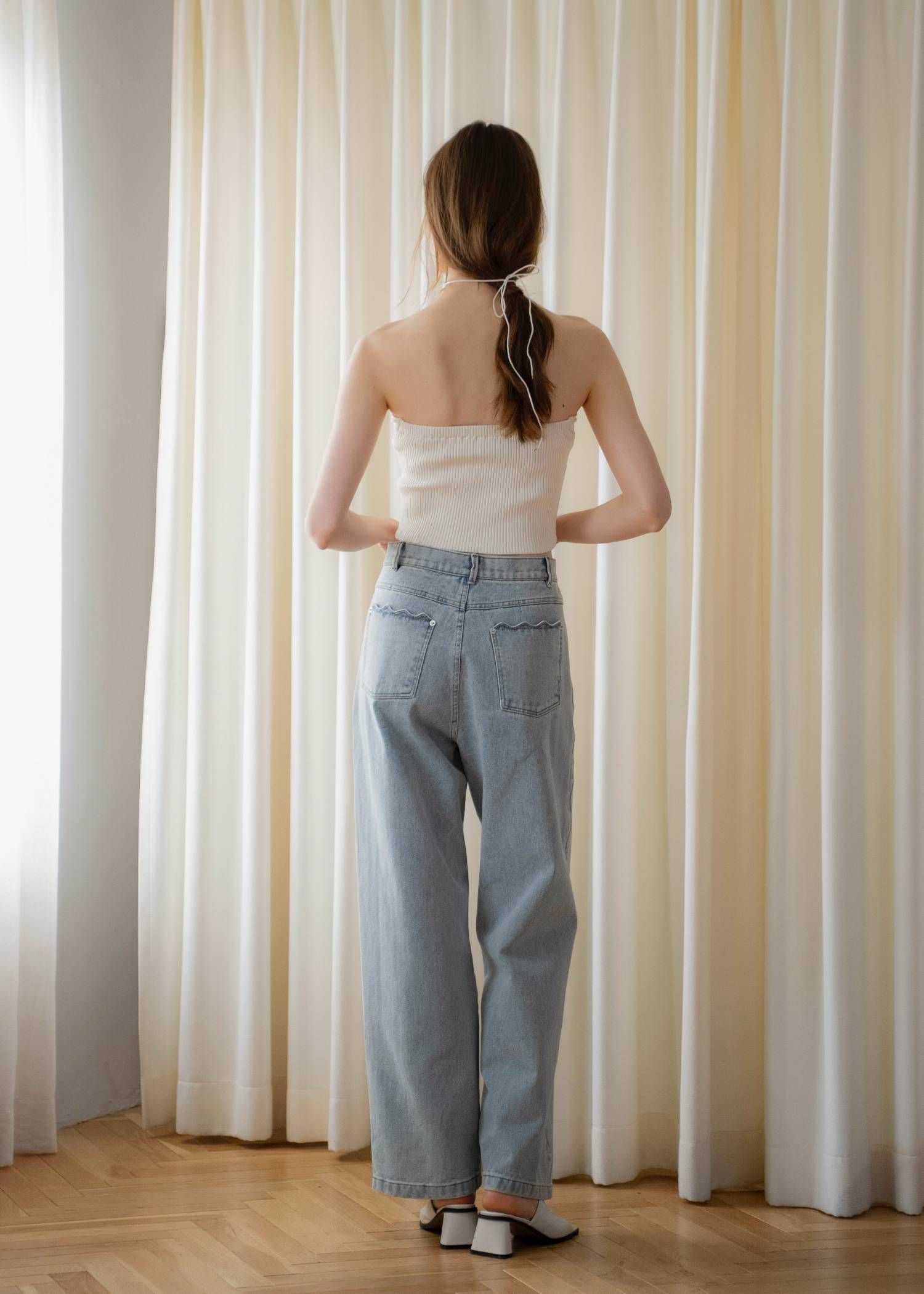 レースビッグTシャツ & リブトップス セット (Natural) square lace big tee & rib tops SET (ナチュラル) /  26SS