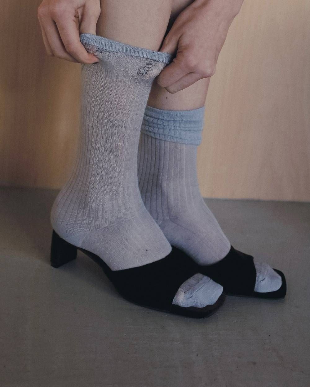 スクエアベロアミュール (ブラック) Squaretoe Velour Mule (Black) / 26SS