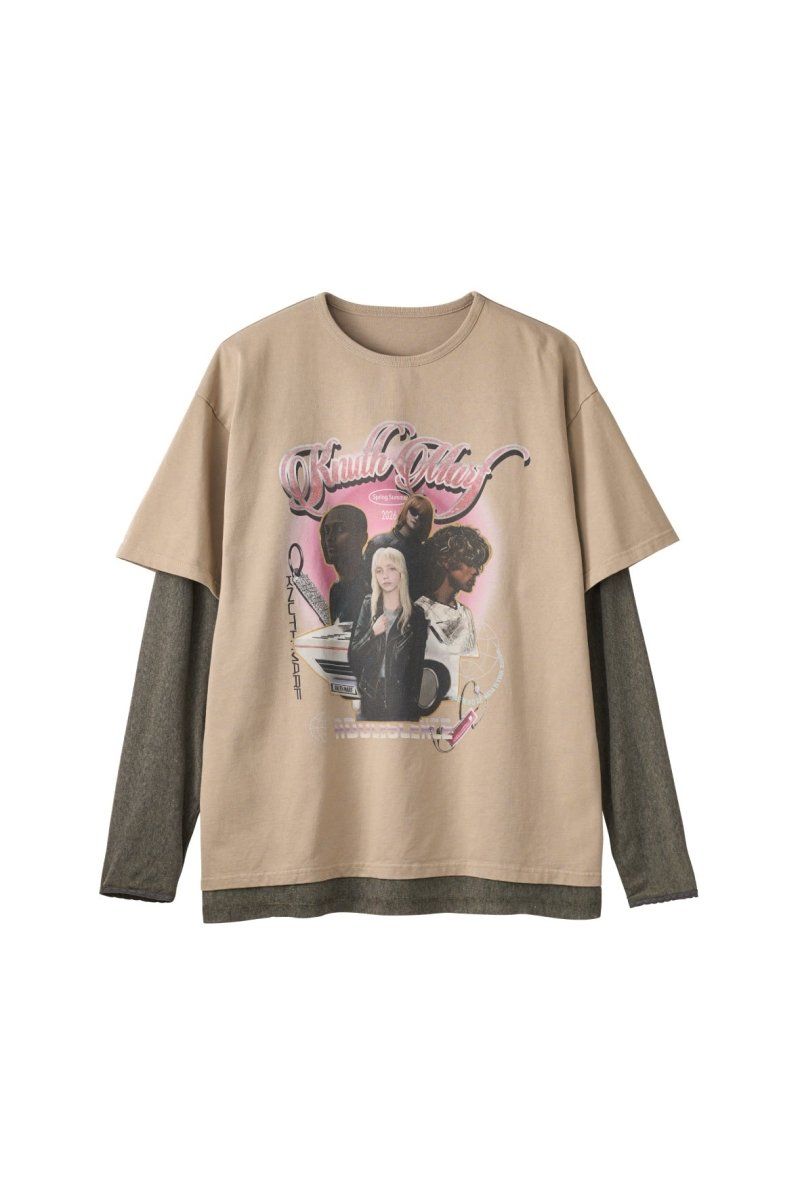 AI future layered t-shirt(unisex) (Beige) / レイヤードTシャツ (ベージュ) / 26SS