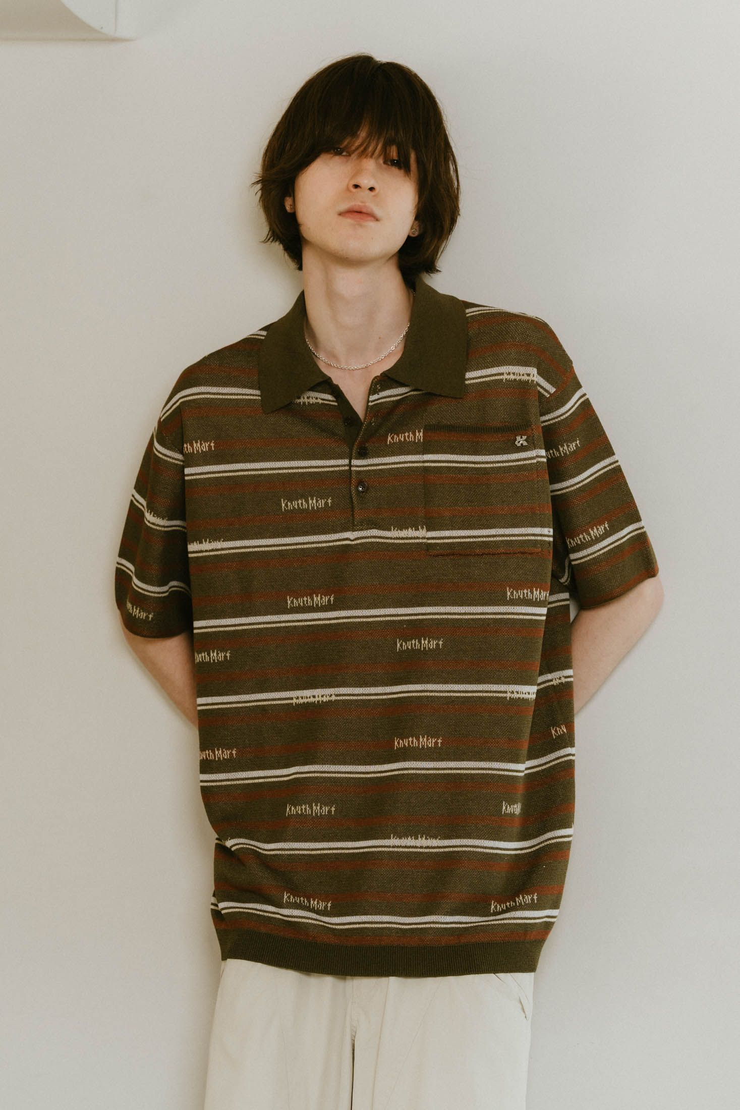 Knuth Marf - 【即日発送】logo stripe polo knit (unisex