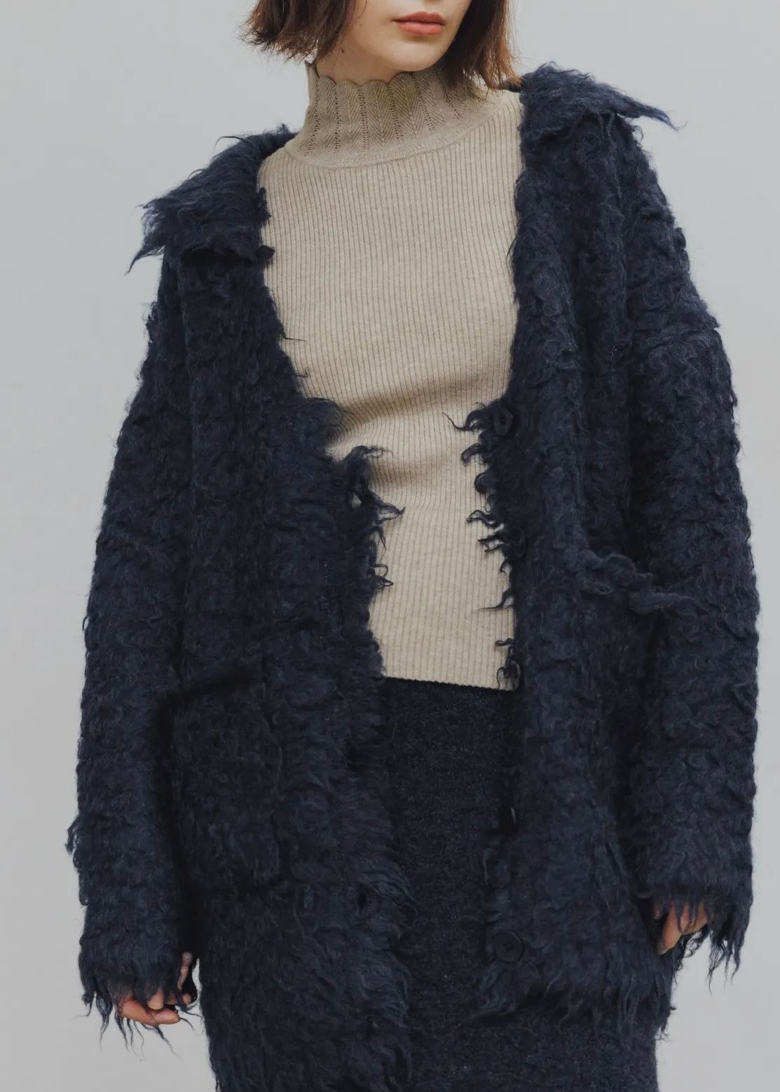 brushed lightly reversible knit cardigan / リバーシブルニットカーディガン (ネイビー) / 25AW