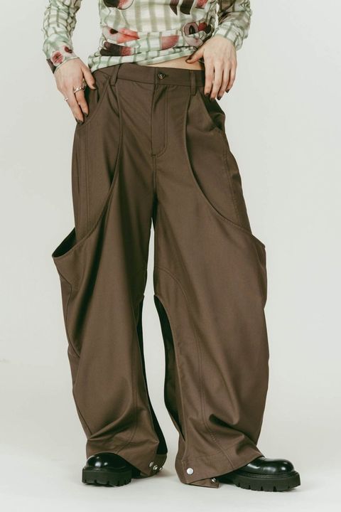 high-boot detail pants(unisex) (Brown) / ハイブート ディテール パンツ (ブラウン) / 26SS