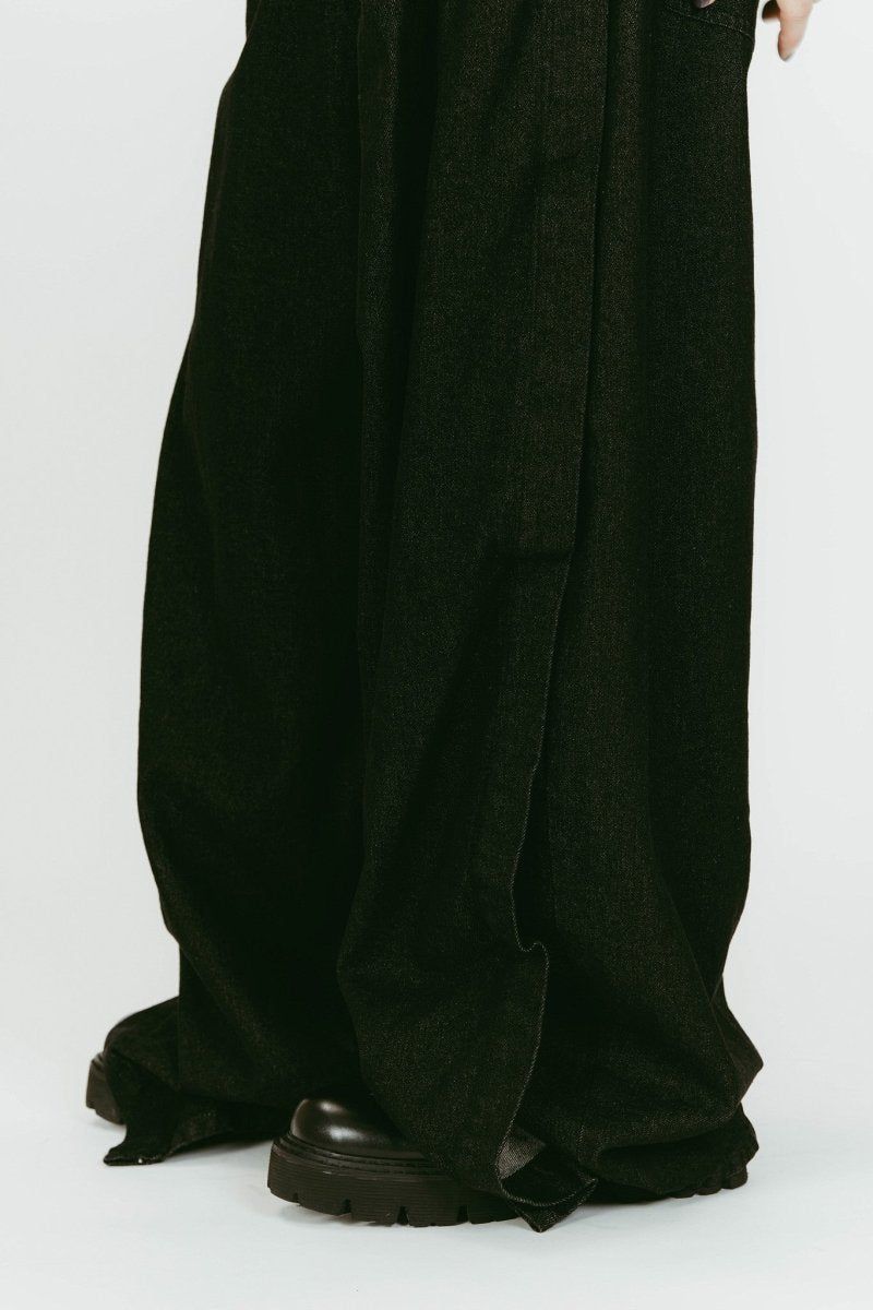 cling drape denim pants(unisex) (Black) / ドレープデニムパンツ (ブラック) / 26SS