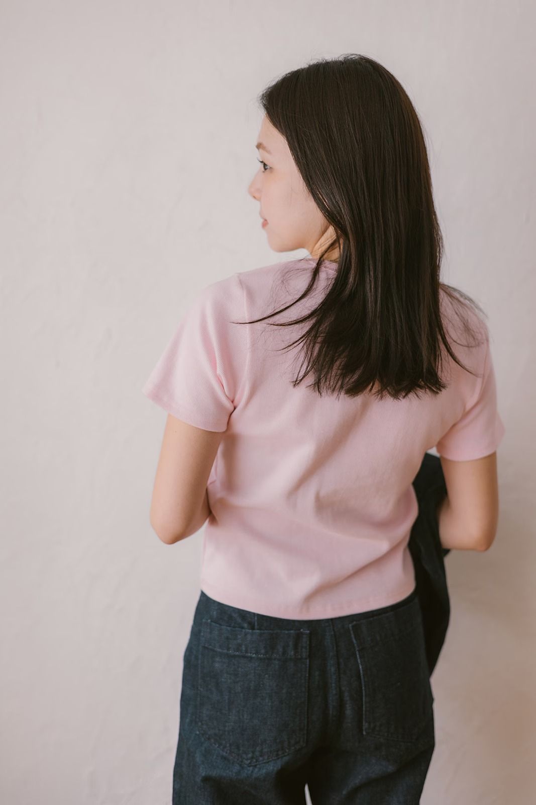 ベーシックスリムハーフスリーブTシャツ (ベビーピンク) Basic T-shirt (Baby pink) /  26SS
