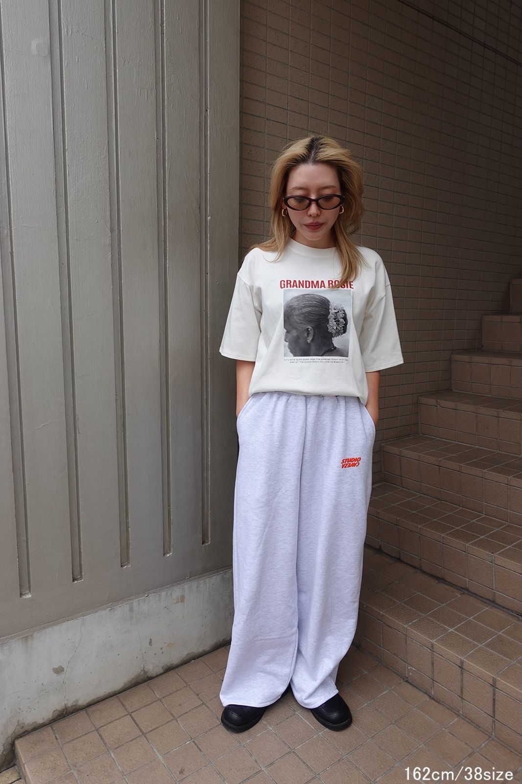 STUDIO CAVEZA Print Sweat Pants (Light gray) / スタジオカベサ プリントスウェットパンツ (ライトグレー) / 26SS