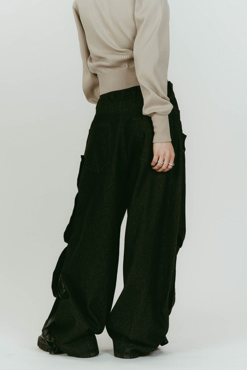cling drape denim pants(unisex) (Black) / ドレープデニムパンツ (ブラック) / 26SS