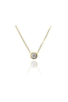 BEZEL MOISSANITE NECKLACE / ベゼル モアサナイト ネックレス K10/K18 0.1ct/0.3ct (イエローゴールド)