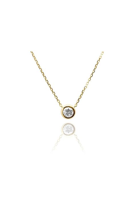 BEZEL MOISSANITE NECKLACE / ベゼル モアサナイト ネックレス K10/K18 0.1ct/0.3ct (イエローゴールド)