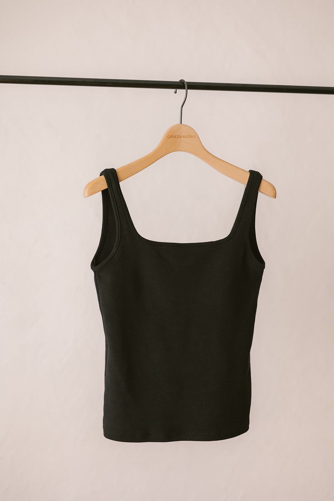 スクエアネックカップインタンクトップ (ブラック) Square Neck Tank Top (Black) /  26SS