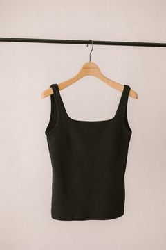 スクエアネックカップインタンクトップ (ブラック) Square Neck Tank Top (Black) /  26SS