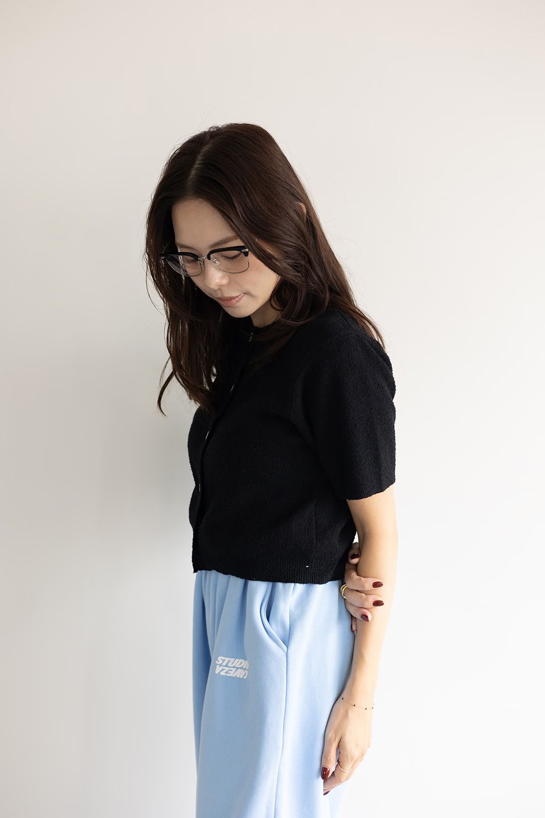 ハーフスリーブ2wayコンパクトカーディガン (ブラック)  Compact Cardigan (Black) /  26SS