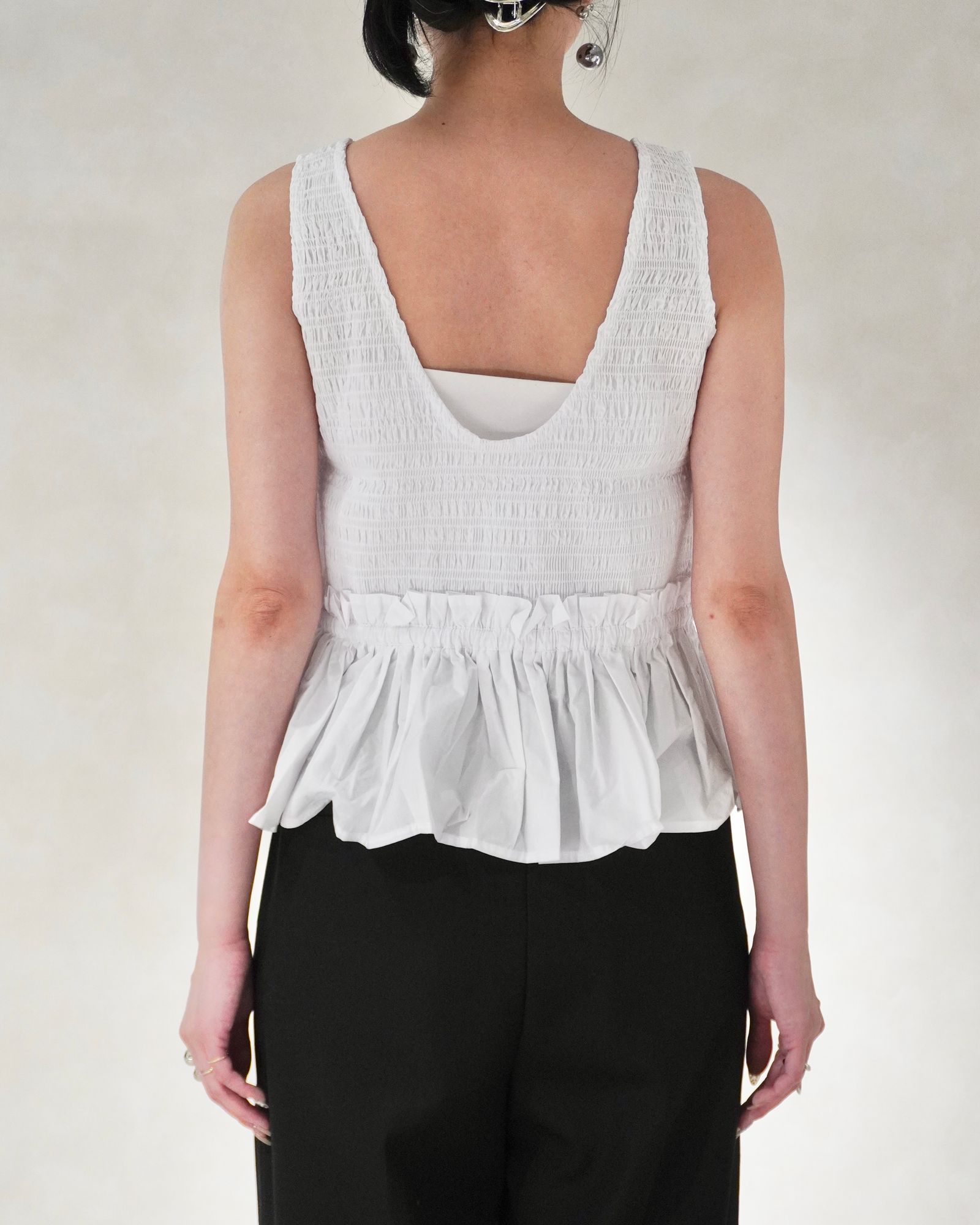 コットンシャーリングトップス (ホワイト)  Shirring Tops (White) /  26SS