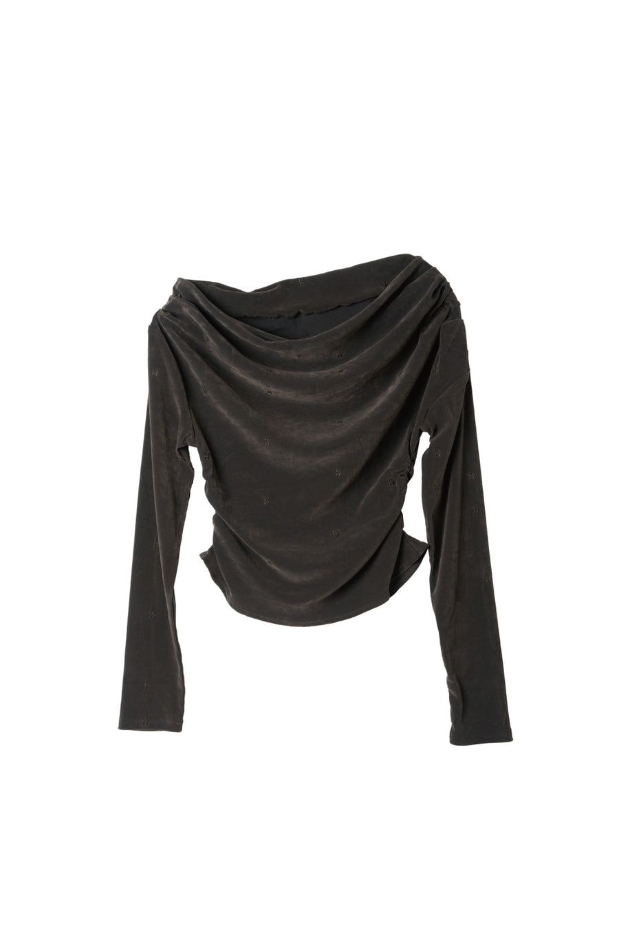 オフショルダー ベロアトップス (チャコール) off shoulder velour top (Charcoal) / 26AW