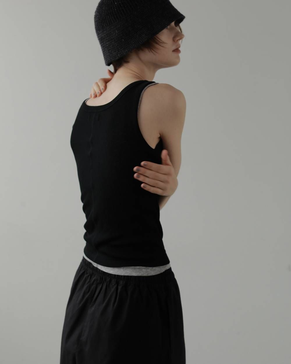 ウールタンクトップ (ブラック) Wool Rib Tanktop (Black) / 27SS