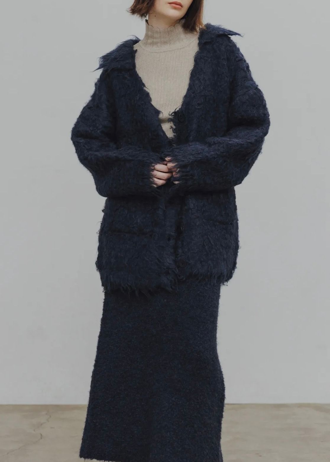 brushed lightly reversible knit cardigan / リバーシブルニットカーディガン (ネイビー) / 25AW