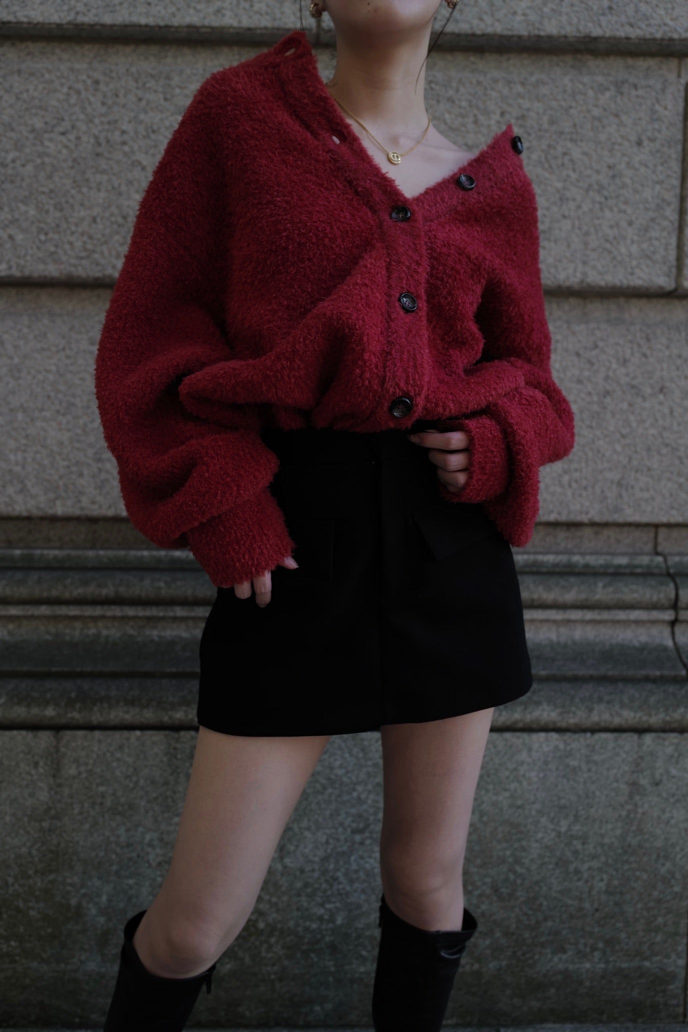 Poodle knit cardigan / プードルニット カーディガン (レッド)