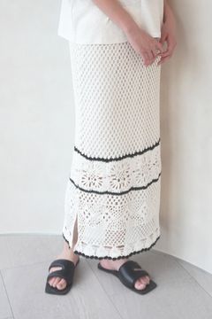 HAND CROCHET KNIT SKIRT / ハンドクロシェニットスカート (ホワイト)