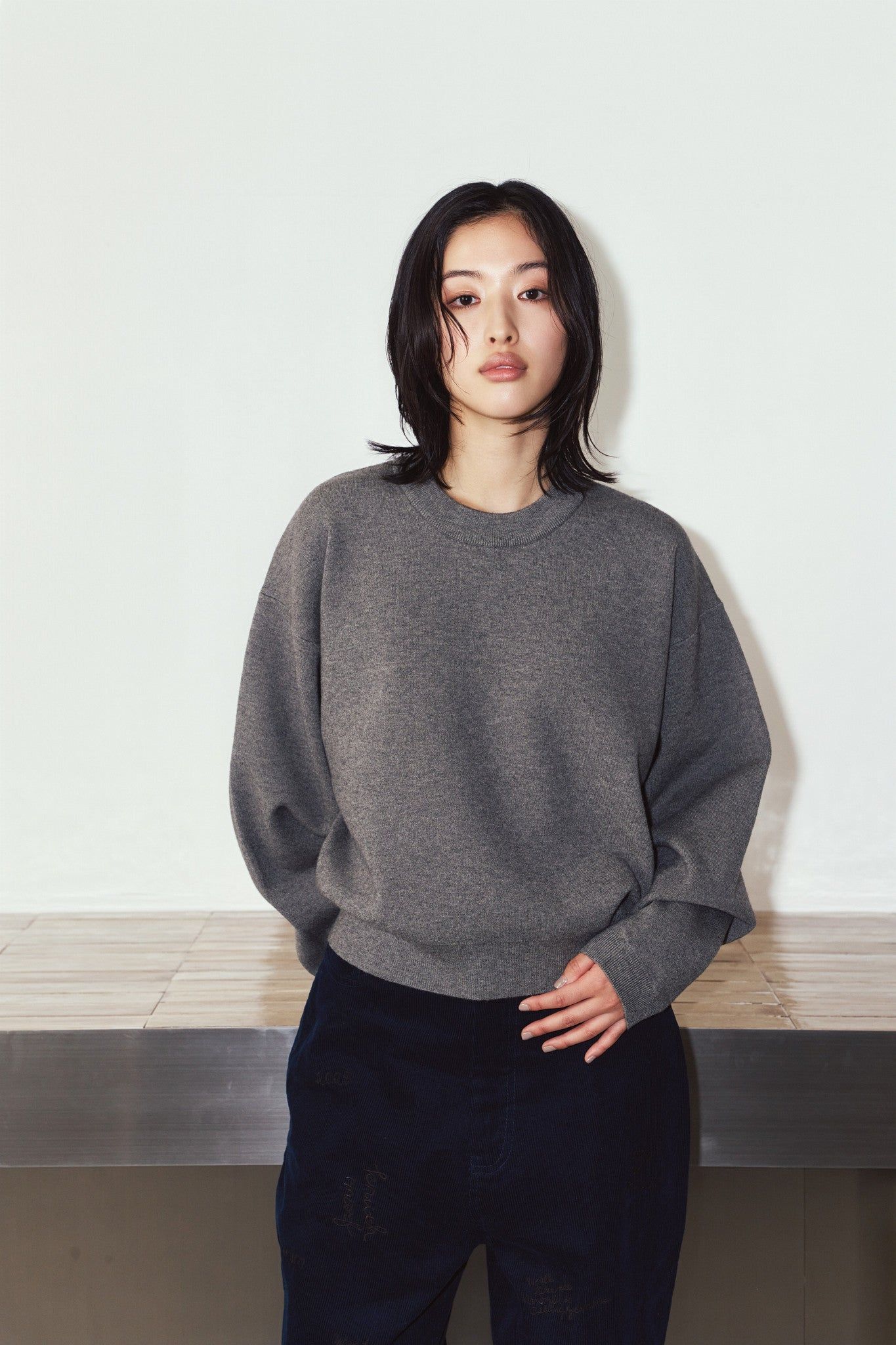 【LADIESサイズ】2ウェイ ノームコア ニット (グレー) 2way cuffs normcore knit (Gray) / 26AW