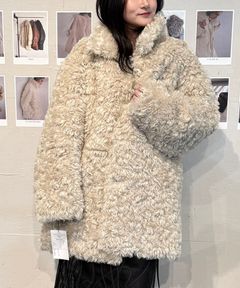 【25AW】Vintage Like Fake Mouton Reversible Coat (クリーム) / ヴィンテージライクムートン リバーシブルファーコート / エコファー / フェイクファー
