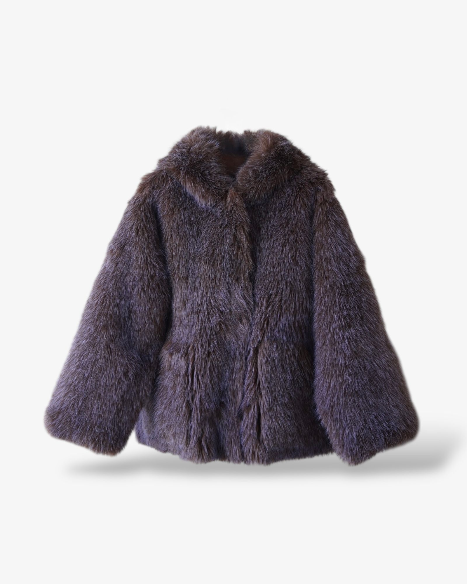 【25AW】Fox Like Fur Hoodie Coat / フォックスライクファー リバーシブルフーディコート (ブラウン) / エコファー / フェイクファー