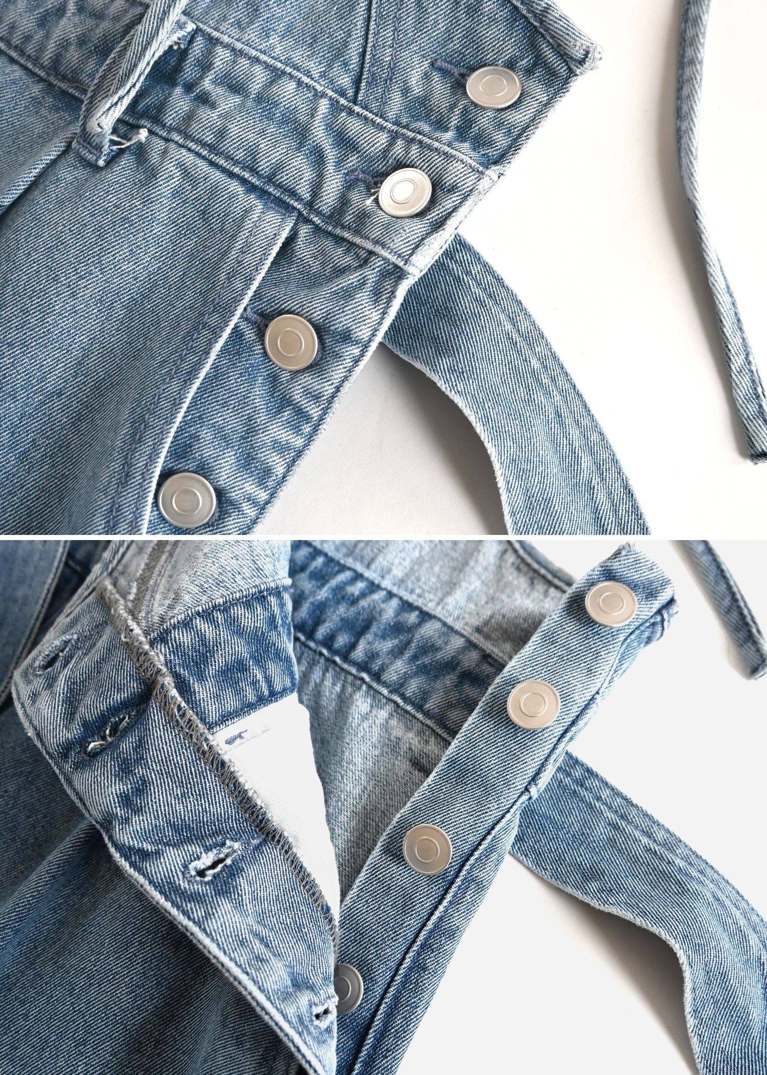 デニム リボンサロペット (ブルー) denim tapered ribbon salopette (Blue) /  26SS