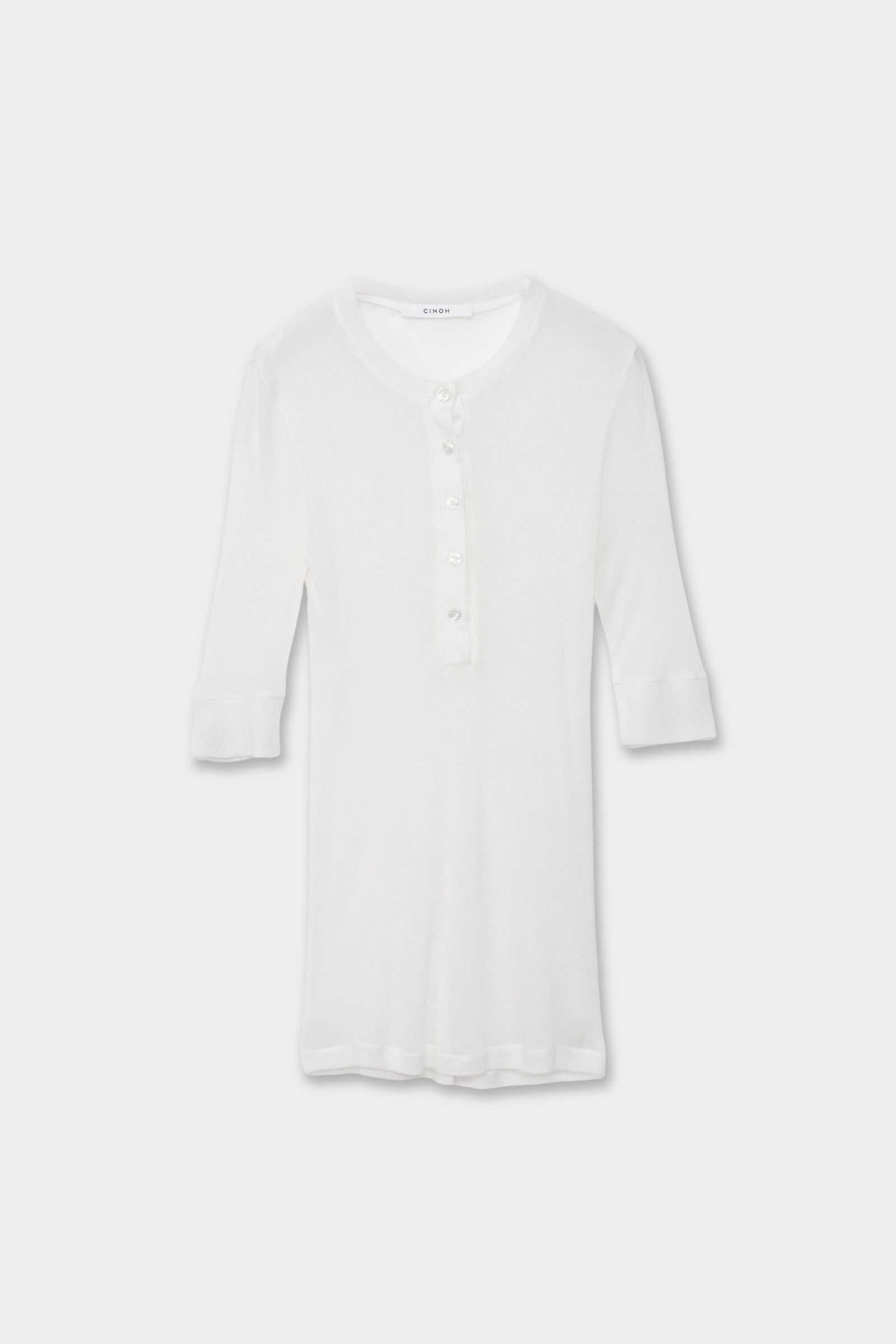 ヘンリートップス (ホワイト) TENCEL CASHMERE HENLEY TOP (White) / 26SS