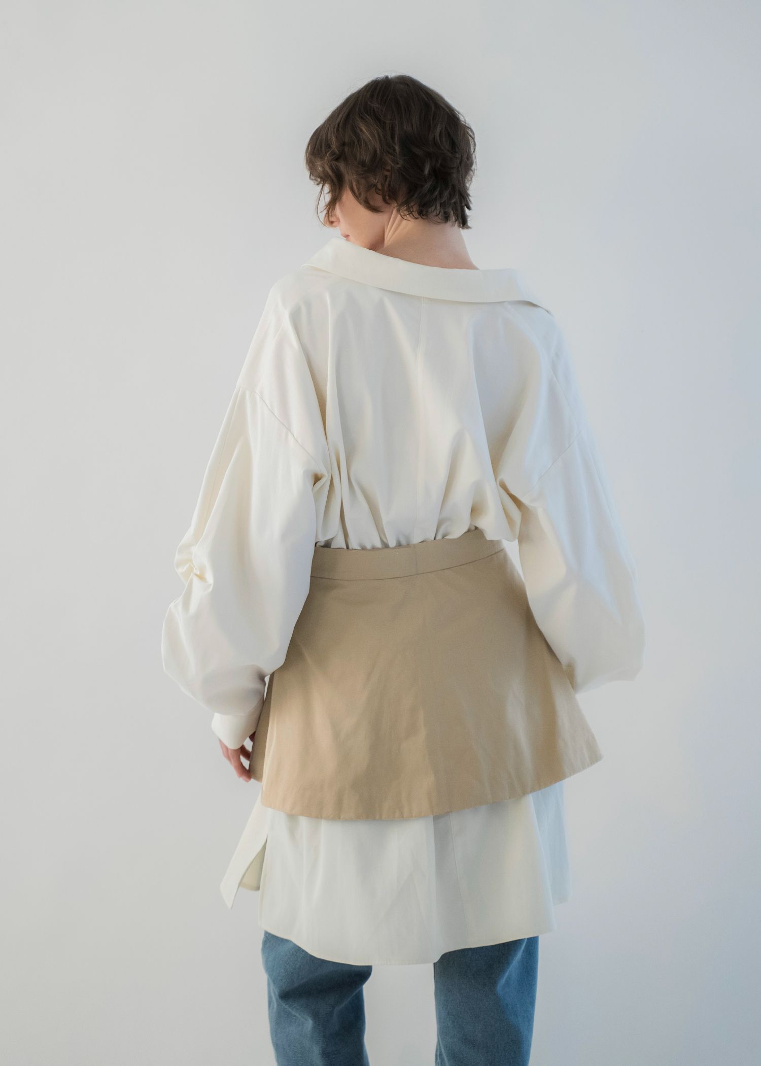 docking skirt layered like shirt OP / スカートレイヤード シャツワンピース (Tan) / 26SS