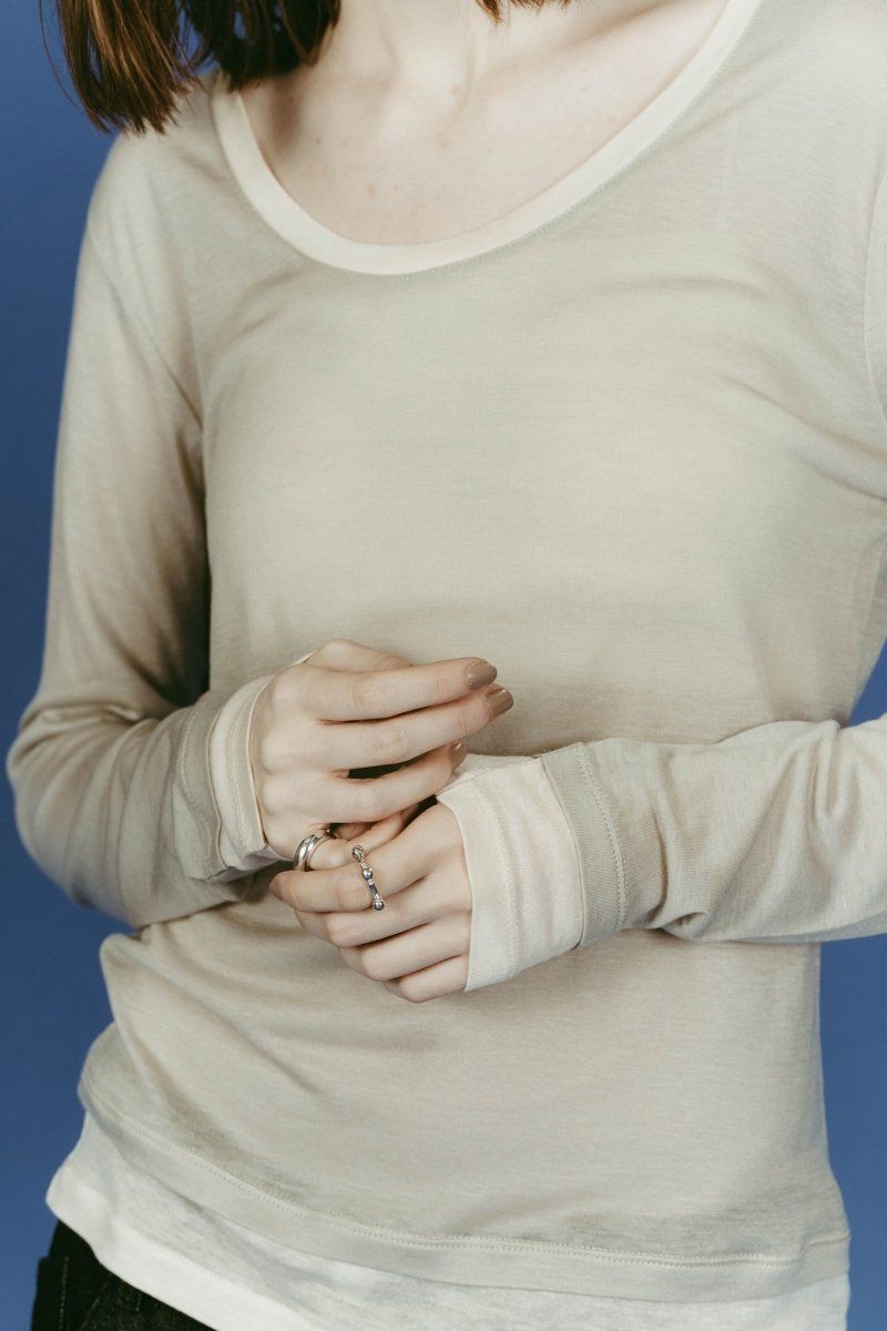 round neck layered top (Beige) / ラウンドネックレイヤードトップス (ベージュ) / 26SS