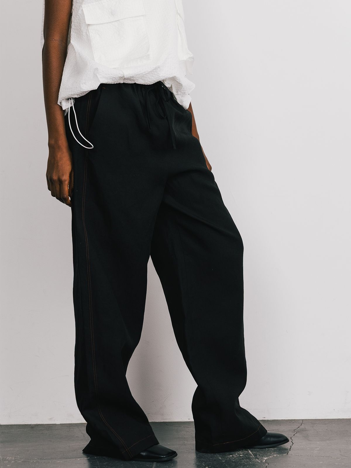 【25SS】TENCEL STITCH PANTS / テンセルステッチパンツ (ブラック)