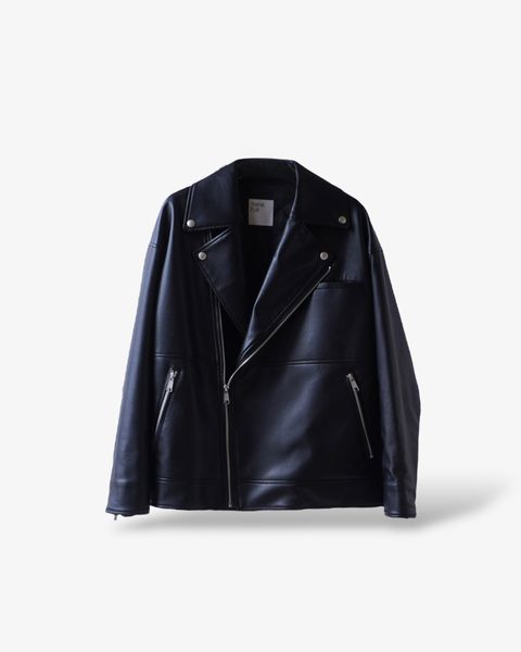 【25AW】Eco Leather Riders Jacket (ブラック) / エコレザーライダースジャケット / フェイクレザー