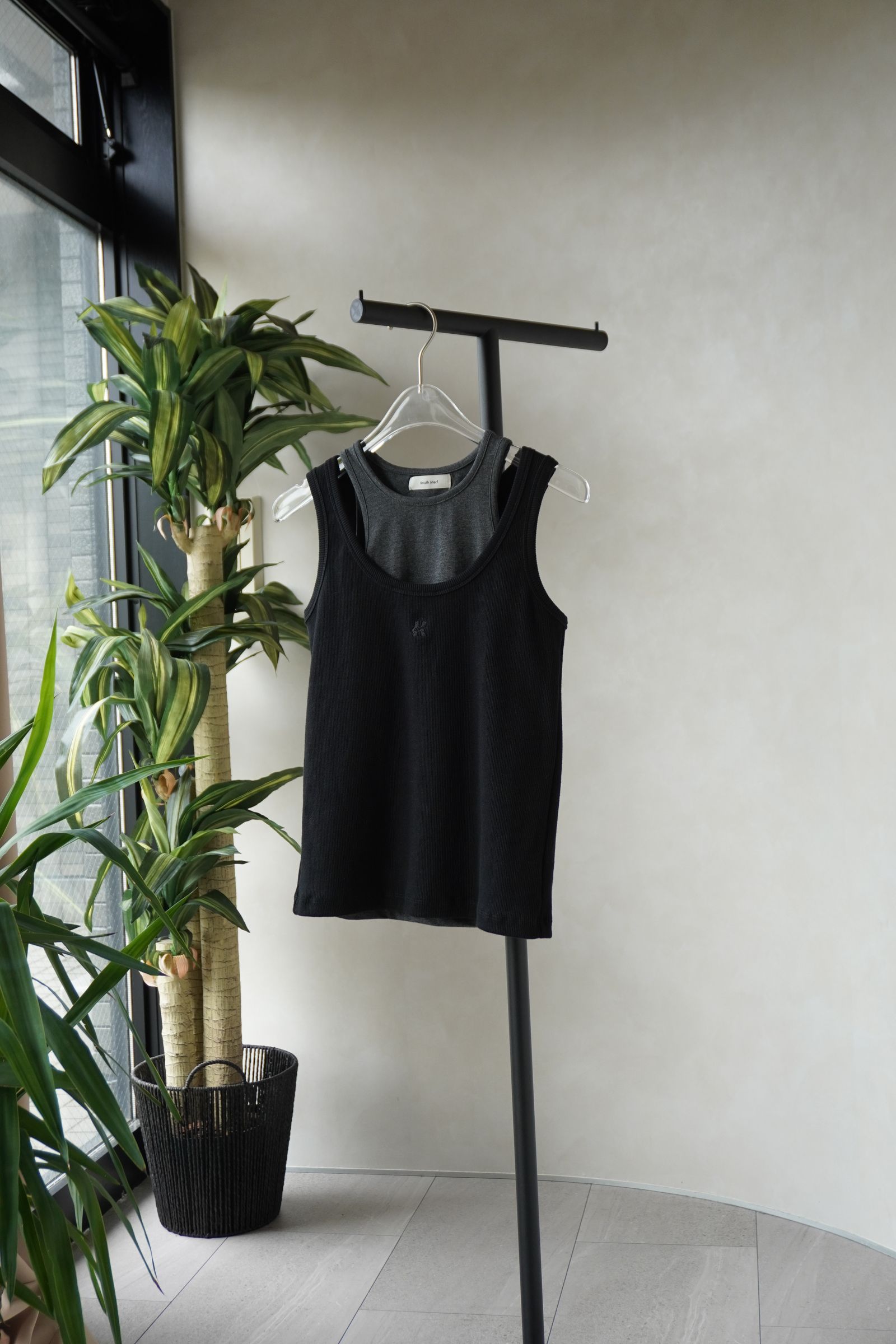 2ピース レイヤードロゴタンクトップ (ブラック) 2piece layered logo tank top