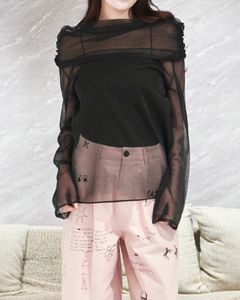 SHEER OFF SHOULDER KNIT / シアー オフショルダーニット (ノワール)