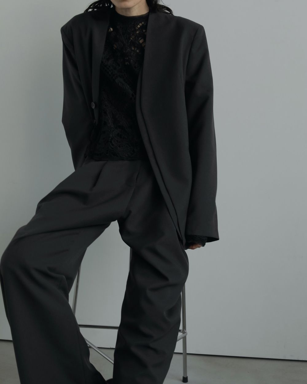 Collarless Over Jacket / カラーレスオーバージャケット (チャコールグレー)
