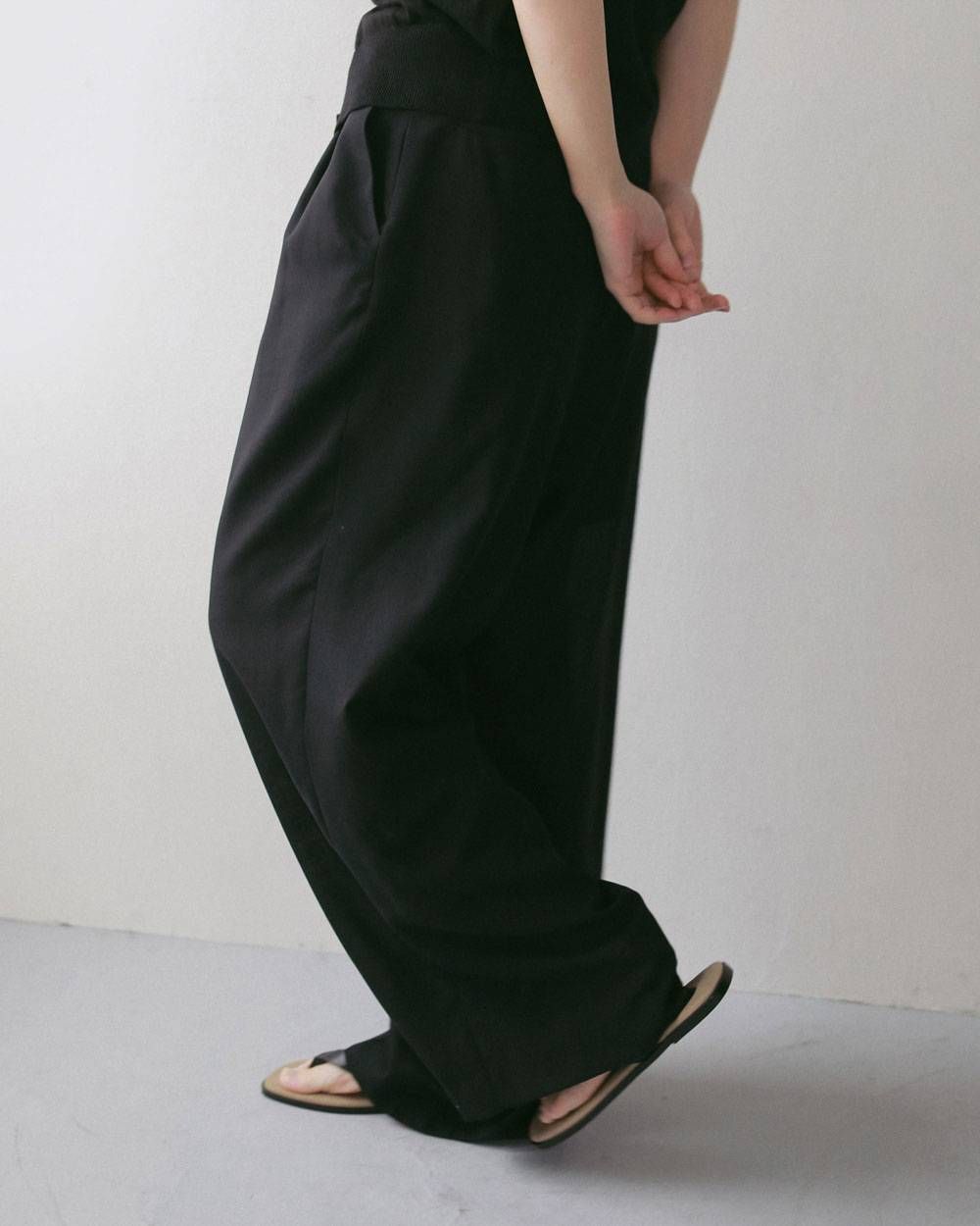 ウールシャンブレー タックパンツ (ブラック) Woolchambray Tuck Pants (Black) / 27SS