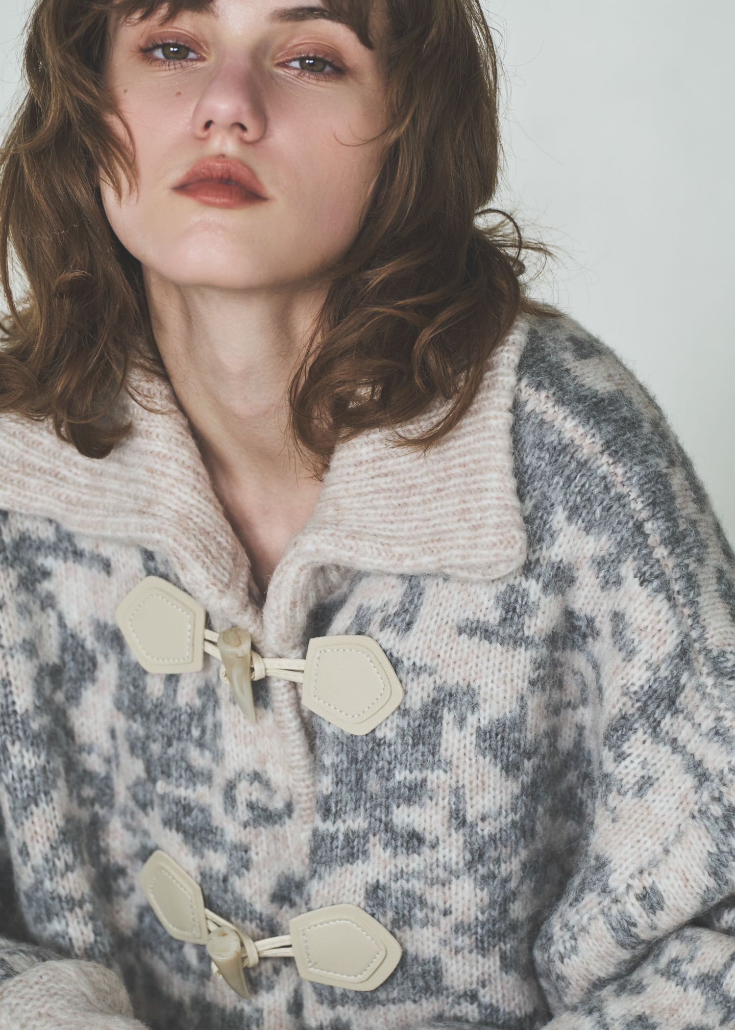 jacquard & cable placement toggle knit / ジャガード ケーブルトグルニット (ミックス) / 25AW /