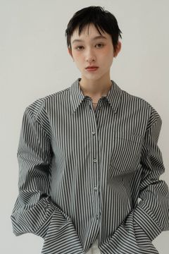 label over shirt(unisex) / ラベル オーバーシャツ (ブラック) / 25SS