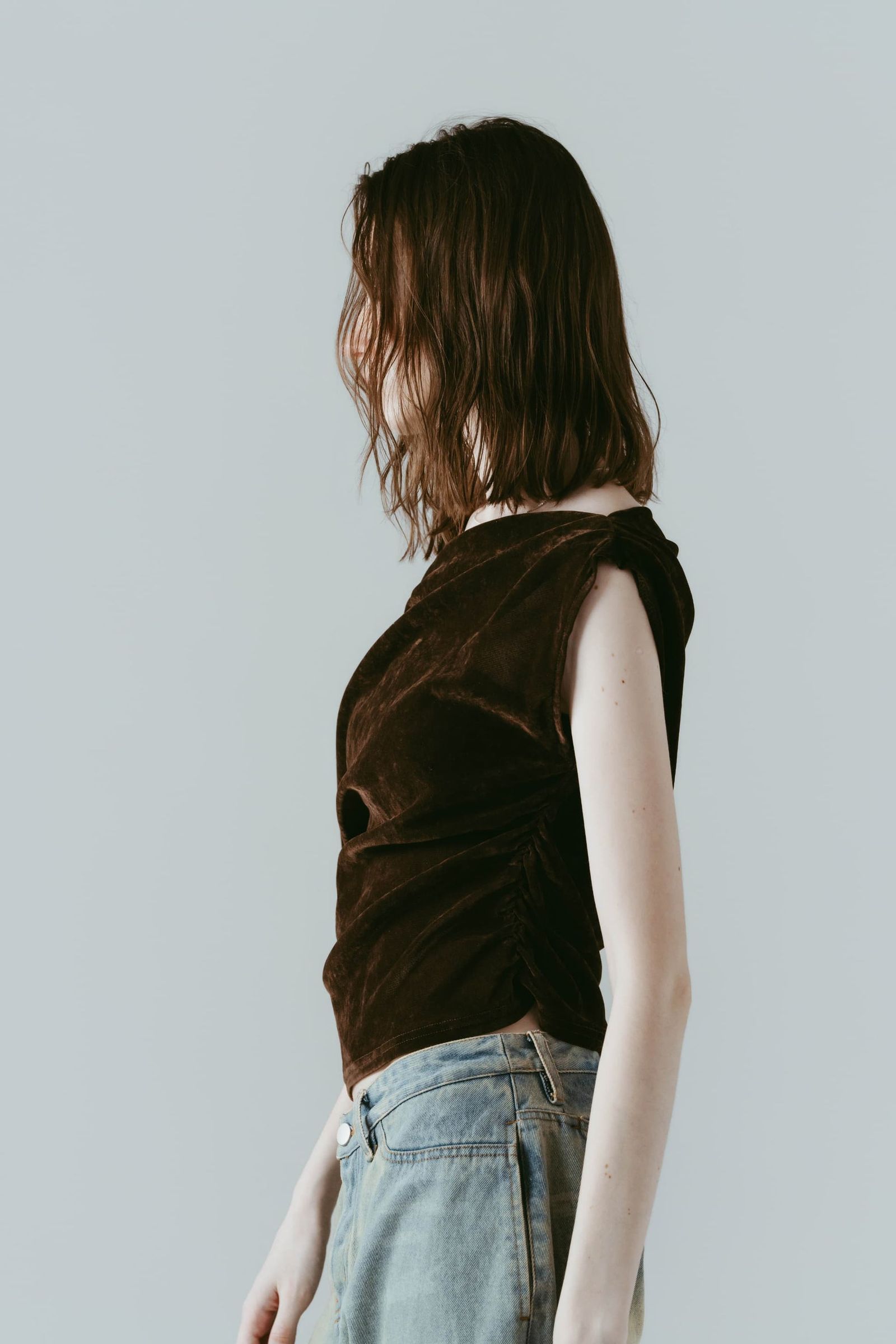 シアーベロア トップス (ブラウン) sheer velour top (Brown) /  26SS