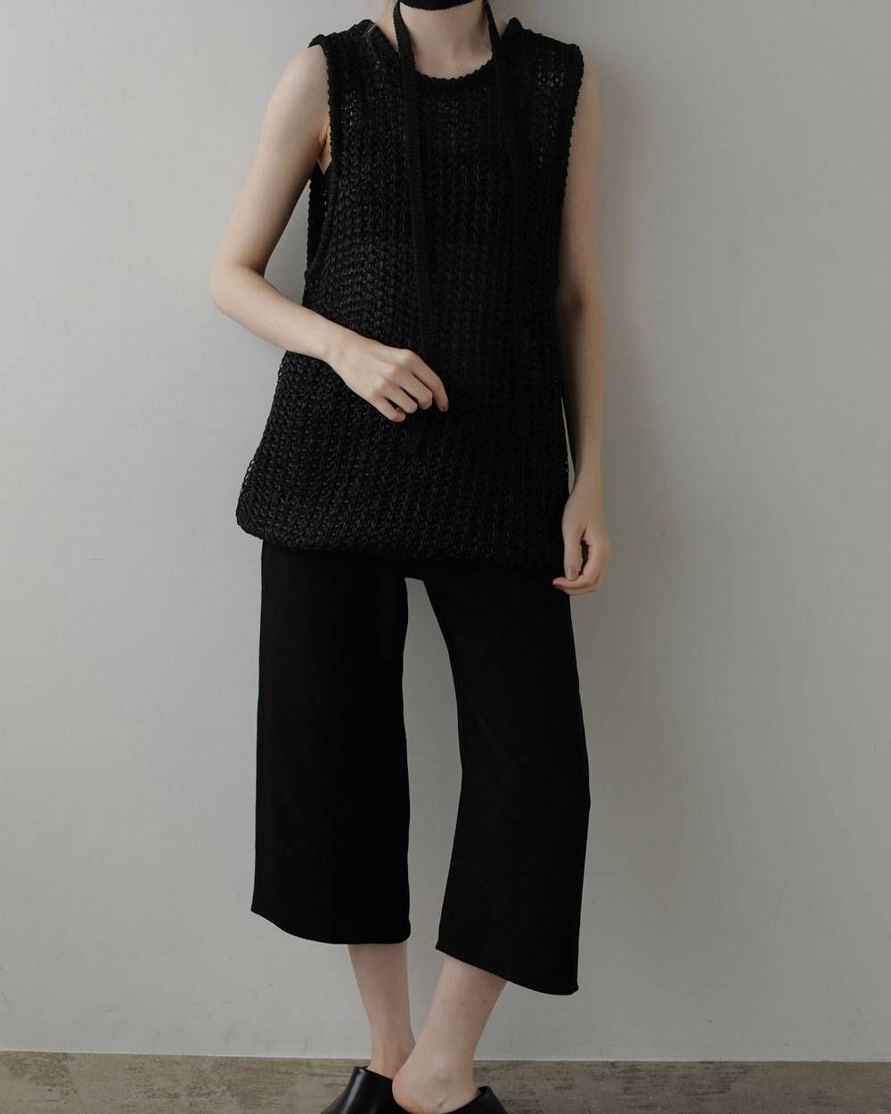 バックサテン カプリパンツ (ブラック) Back Satin Capripants (Black) / 27SS