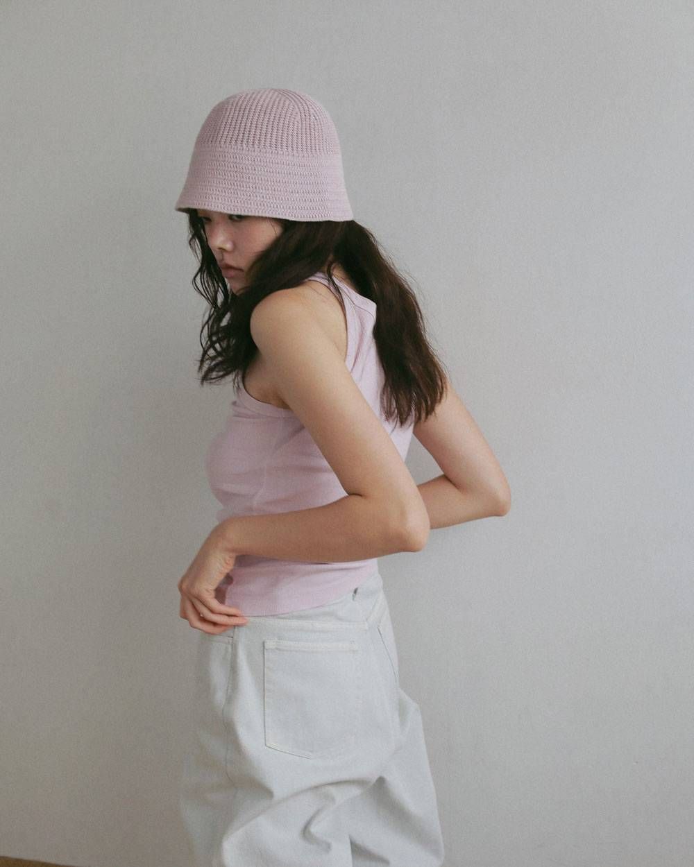 リネンニット バケットハット (ピンク) Linenknit Bucket Hat (Pink) / 27SS