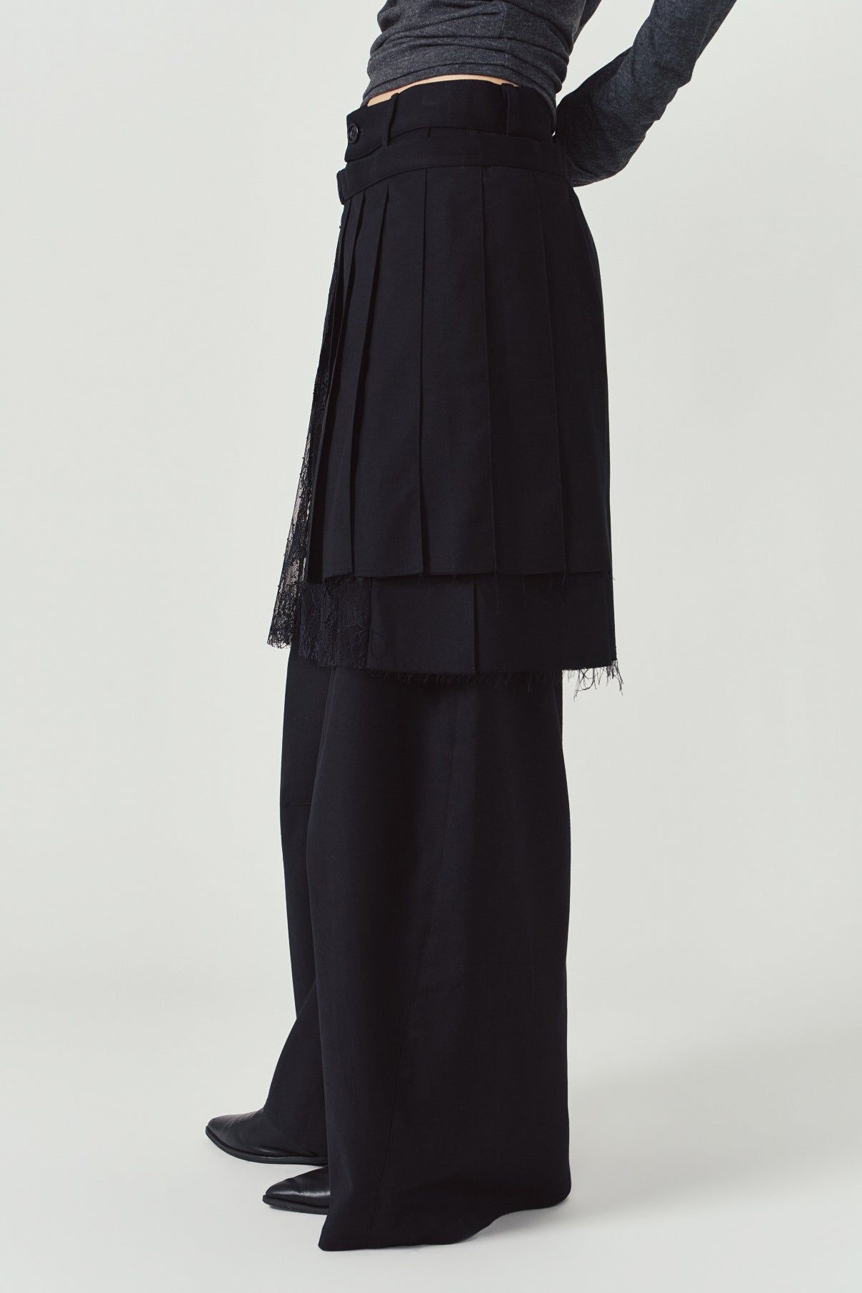 プリーツスカートパンツ (ブラック) pleated skirt pants (Black) / 26AW