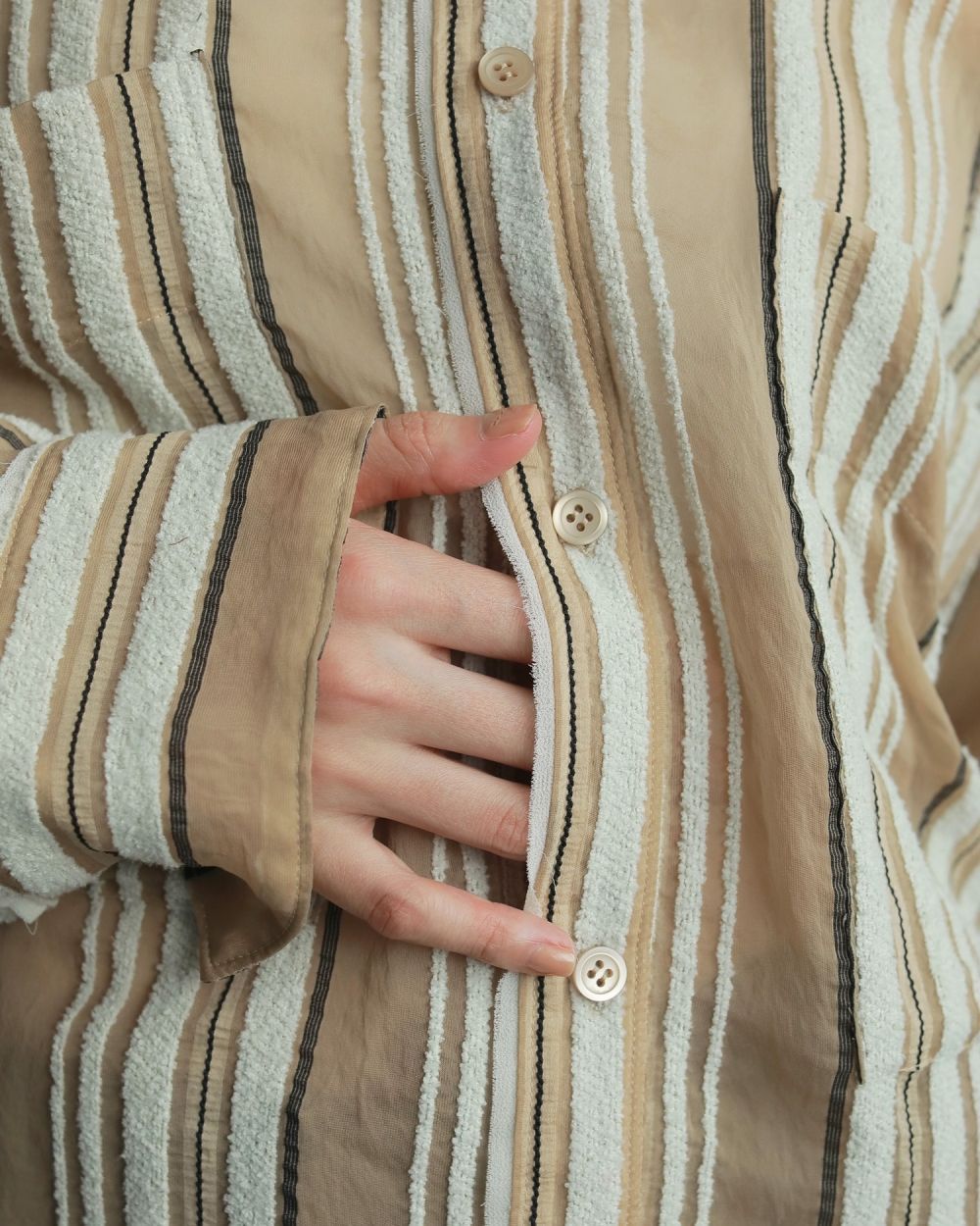 Sheer Stripe Shirts / シアーストライプシャツ (ベージュ)